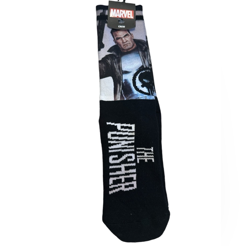 Marvel Comics The Punisher Men's Crew Socks Sublimated Panel Sock Size 10-13 NEW